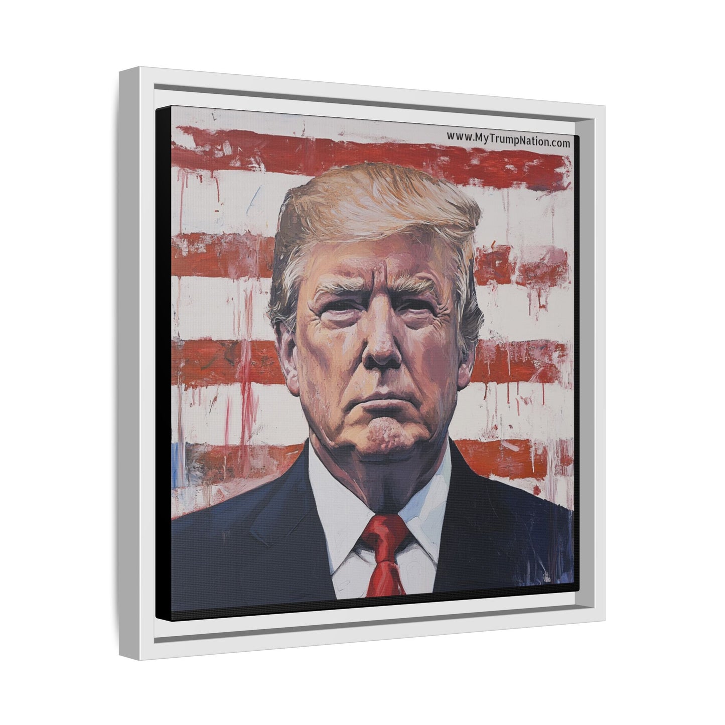 Patriotic Framed Canvas Art - Donald Trump Portrait