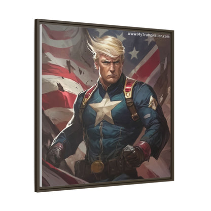 Donald Trump Patriotic Superhero Framed Canvas