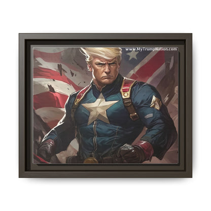 Donald Trump Patriotic Superhero Framed Canvas