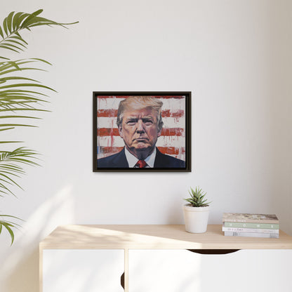 Patriotic Framed Canvas Art - Donald Trump Portrait