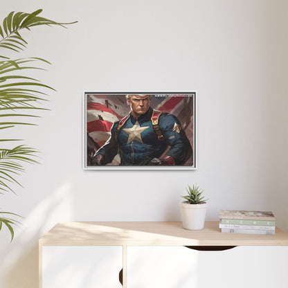 Donald Trump Patriotic Superhero Framed Canvas