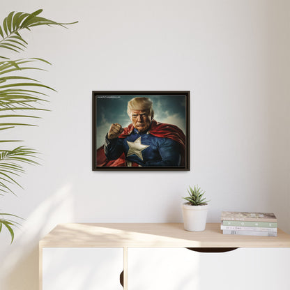 Donald Trump Patriotic Superhero Framed Canvas