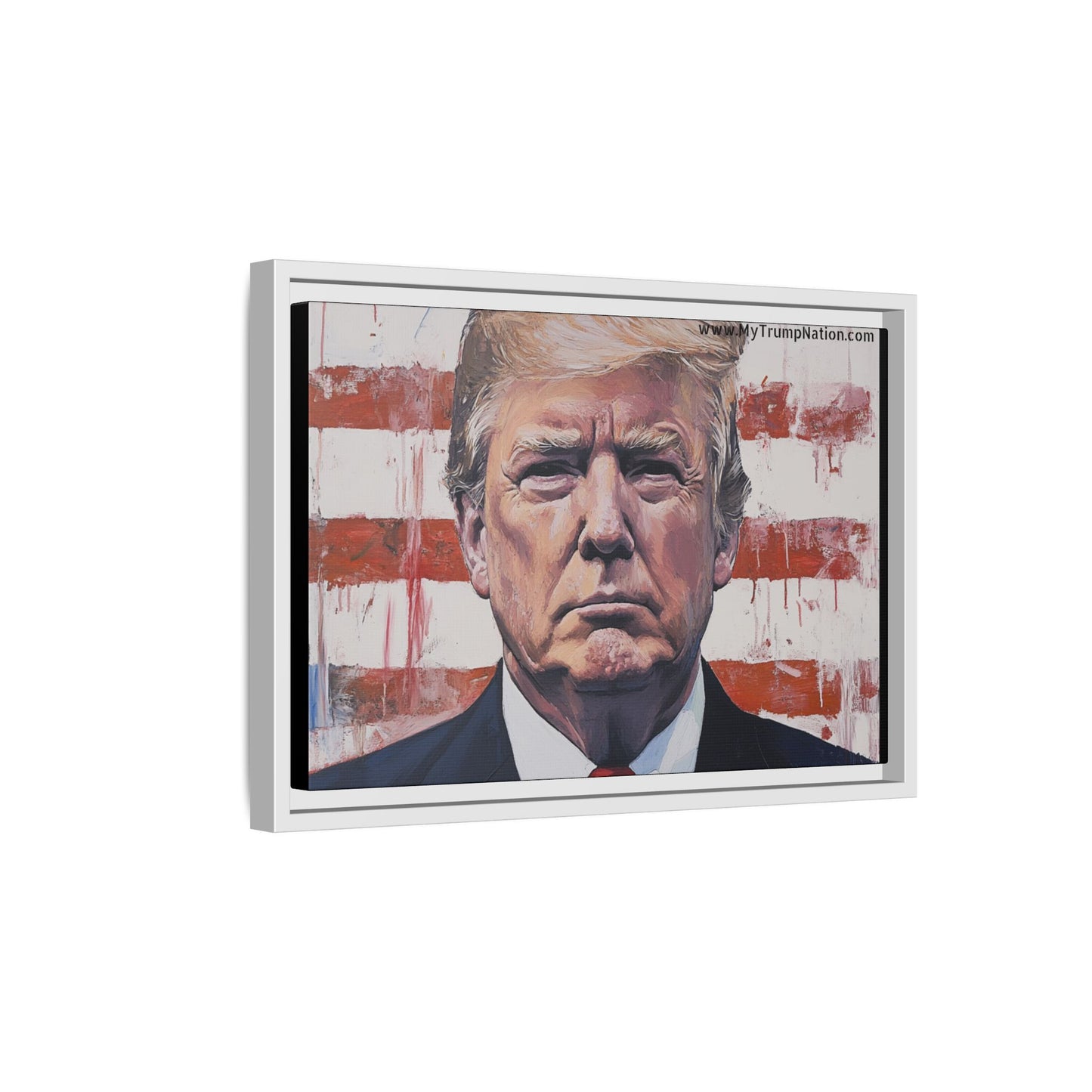 Patriotic Framed Canvas Art - Donald Trump Portrait