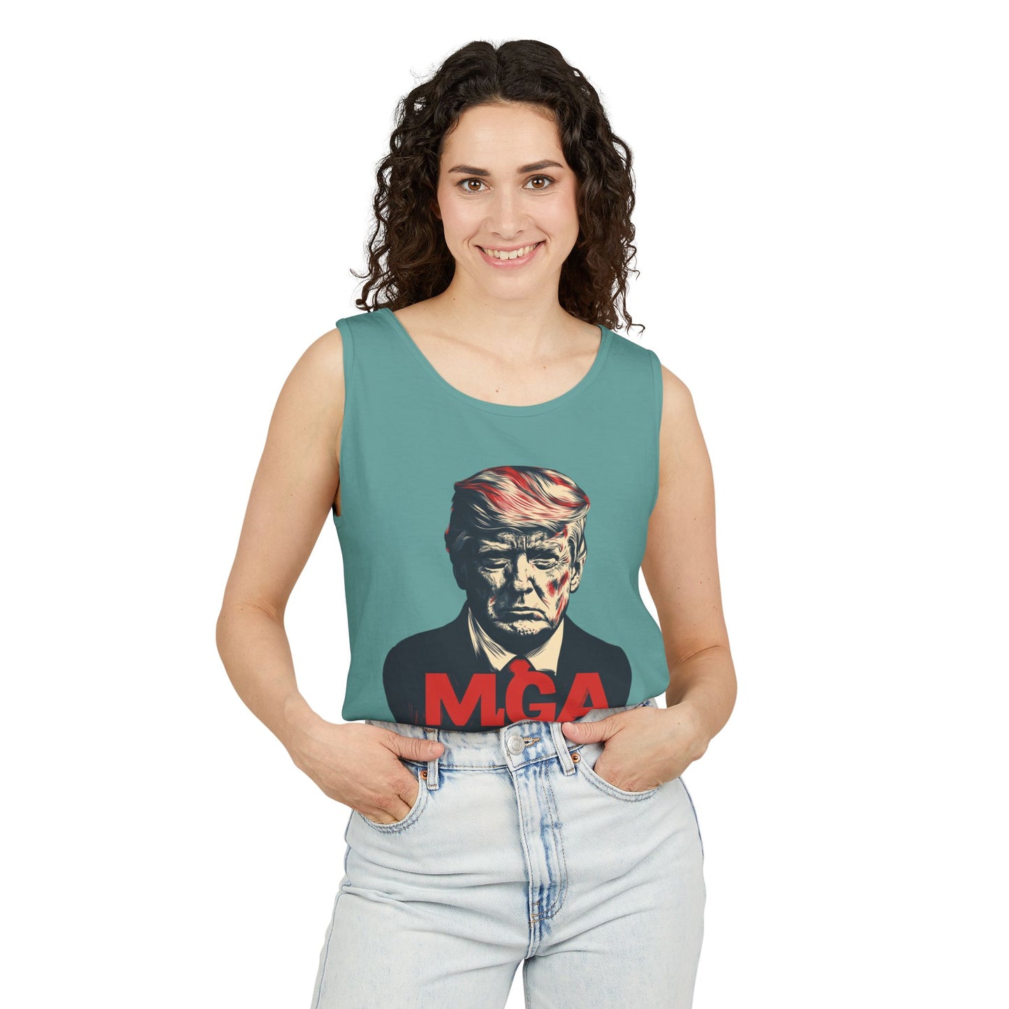 Unisex Garment-Dyed Tank Top - MAGA Graphic Tee for Political Enthusiasts