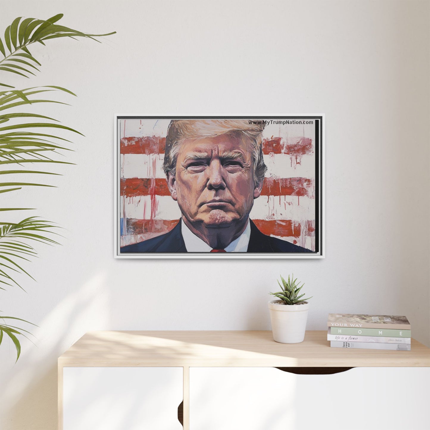 Patriotic Framed Canvas Art - Donald Trump Portrait