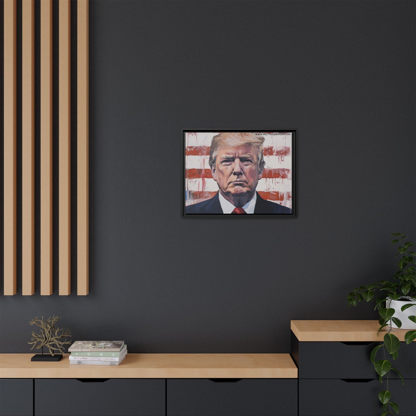 Patriotic Framed Canvas Art - Donald Trump Portrait