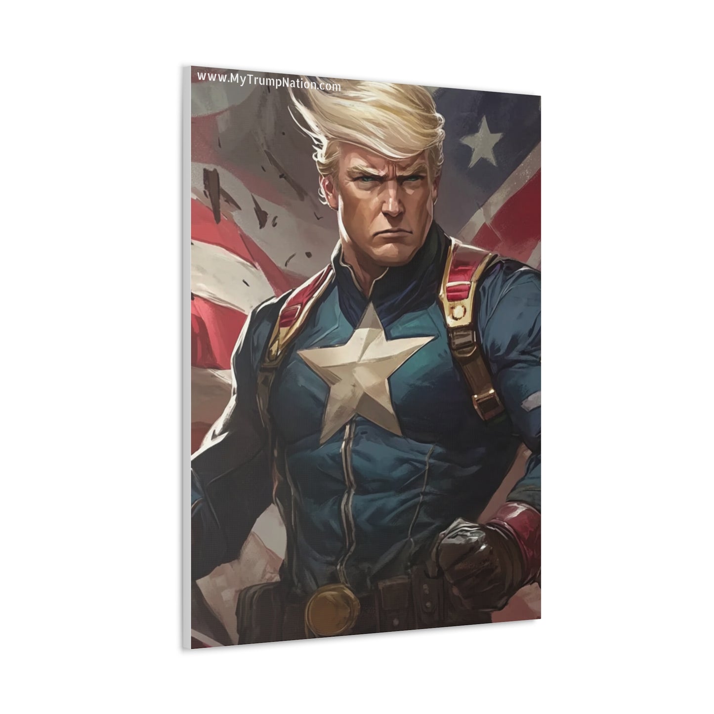 Donald Trump Patriotic Superhero Canvas Art