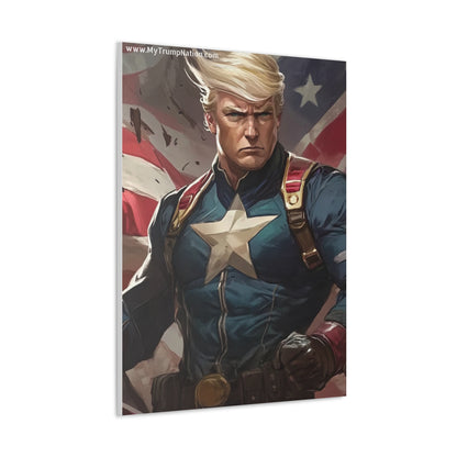 Donald Trump Patriotic Superhero Canvas Art