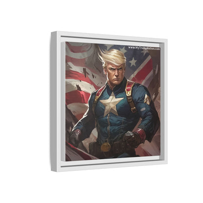 Donald Trump Patriotic Superhero Framed Canvas