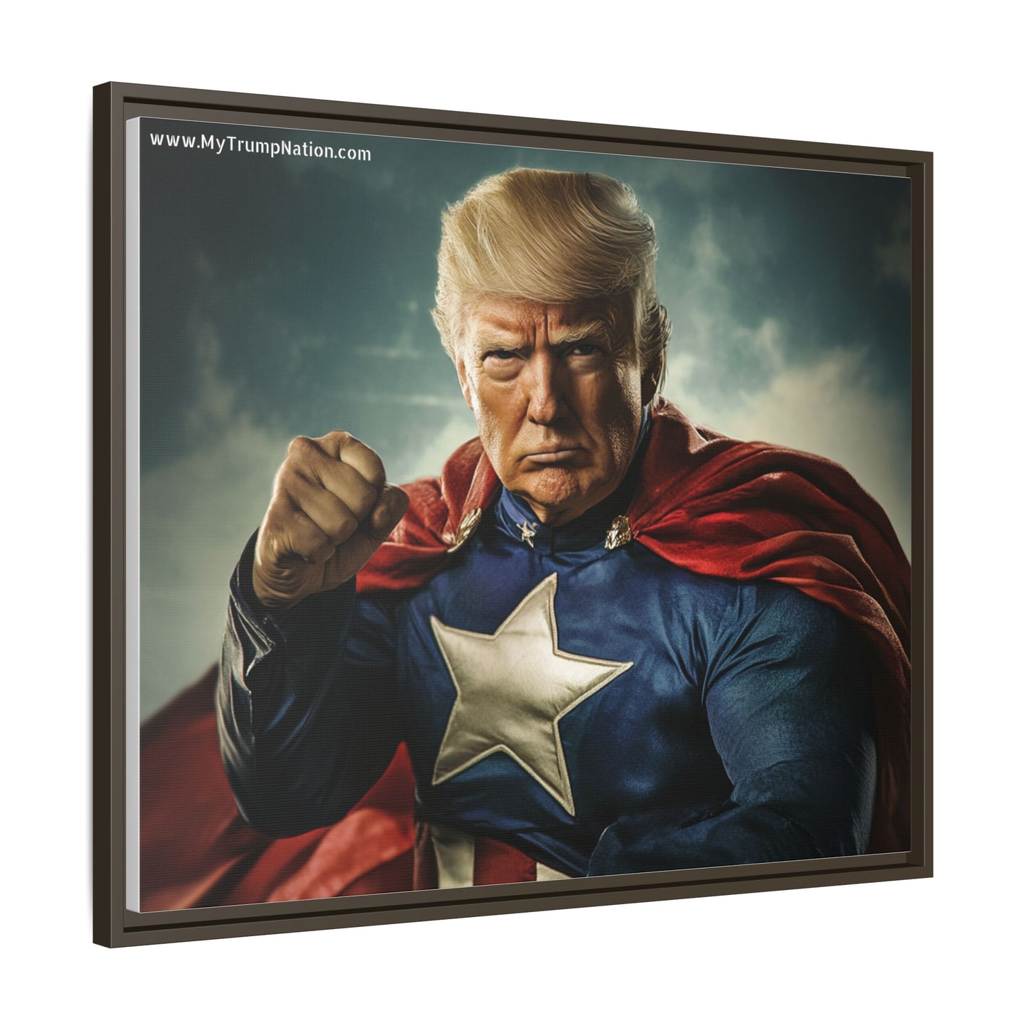 Donald Trump Patriotic Superhero Framed Canvas